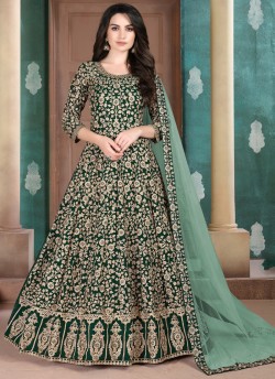 Aanaya Vol 108 By Dani Fashion 801 Green Faux Georgette Wedding Wear Floor Length Anarkali