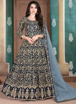 Aanaya Vol 108 By Dani Fashion 803 Blue Faux Georgette Wedding Wear Floor Length Anarkali