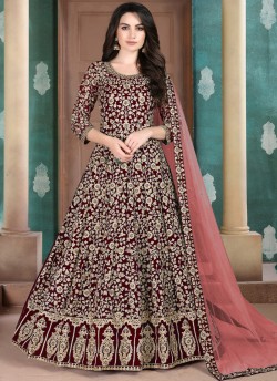 Aanaya Vol 108 By Dani Fashion 804 Wine Faux Georgette Wedding Wear Floor Length Anarkali