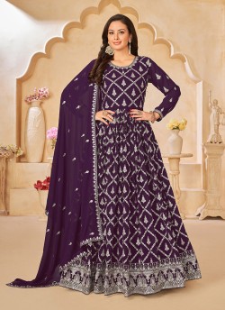 Purple Anarkali With Faux Georgette Fabric And Semi-Stitched Design Anjuba Vol-24 10242
