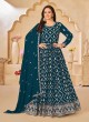 Aqua Blue Anarkali With Faux Georgette Fabric And Semi-Stitched Design Anjuba Vol-24 10243