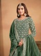 Green Chinon Semi-Stitched Lehenga With Embroidery Anjubaa Vol-31 10313