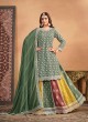 Green Chinon Semi-Stitched Lehenga With Embroidery Anjubaa Vol-31 10313