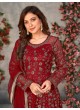 Maroon Anarkali With Net Fabric And Semi-Stitched Design Anjubaa Vol-37 374 Maroon Anarkali With Net Fabric And Semi-Stitched Design Anjubaa Vol-37 374