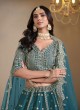 Teal Blue Art Silk Semi-Stitched Lehenga Mehvish-Nureh 1021