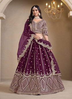 Wine Art Silk Semi-Stitched Lehenga Mehvish-Nureh 1022