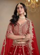 Red Art Silk Semi-Stitched Lehenga Mehvish-Nureh 1023