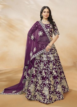 Purple Art Silk Semi-Stitched Lehenga Mehvish Vol-01 & 102