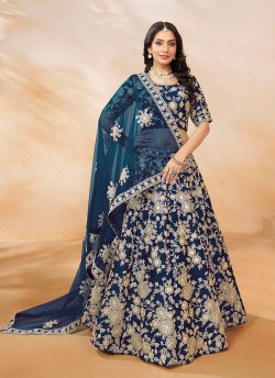 Blue Art Silk Semi-Stitched Lehenga Mehvish Vol-01 & 103