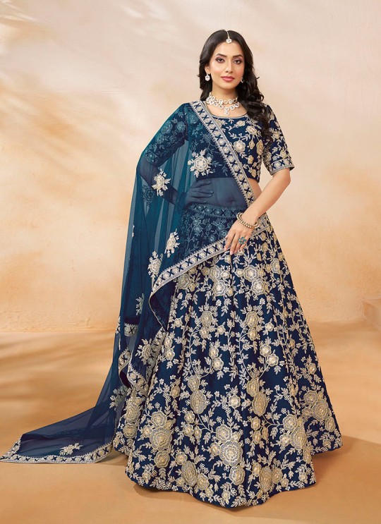 Blue Art Silk Semi-Stitched Lehenga Mehvish Vol-01 & 103