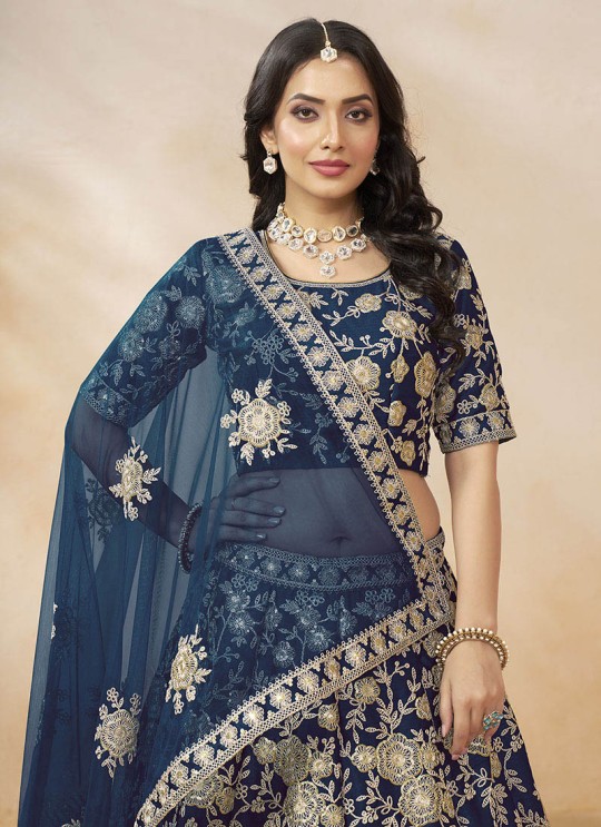 Blue Art Silk Semi-Stitched Lehenga Mehvish Vol-01 & 103