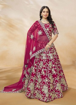 Rani Pink Art Silk Semi-Stitched Lehenga Mehvish Vol-01 & 104