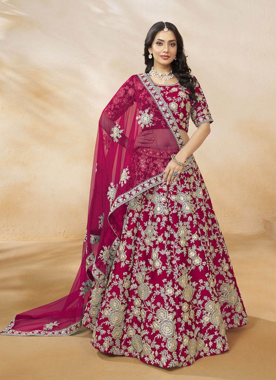 Rani Pink Art Silk Semi-Stitched Lehenga Mehvish Vol-01 & 104 Rani Pink Art Silk Semi-Stitched Lehenga Mehvish Vol-01 & 104