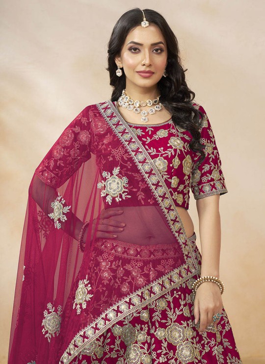 Rani Pink Art Silk Semi-Stitched Lehenga Mehvish Vol-01 & 104 Rani Pink Art Silk Semi-Stitched Lehenga Mehvish Vol-01 & 104