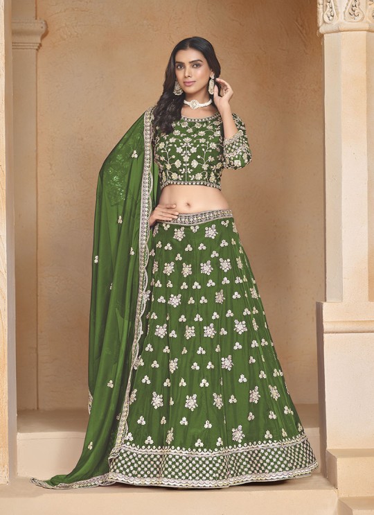 Green Organza semi-stitched Lehenga Mehvish Vol-02 201