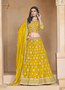yellow Organza semi-stitched Lehenga Mehvish Vol-02 203