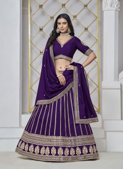 Purple Art Silk semi-stitched Lehenga Mehvish Vol-03 302