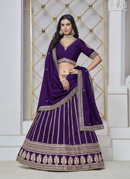 Purple Art Silk semi-stitched Lehenga Mehvish Vol-03 302