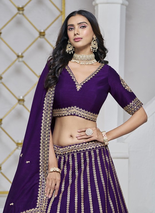 Purple Art Silk semi-stitched Lehenga Mehvish Vol-03 302