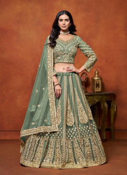 Pista Green Net Semi-Stitched Lehenga Mehvish Vol-04 402
