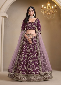 Wine Art Silk Semi-Stitched Lehenga Mehvish Vol-09 902