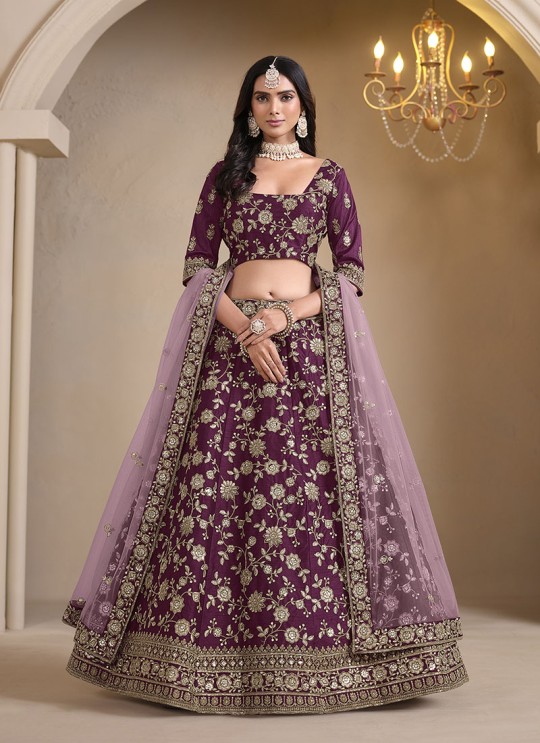Wine Art Silk Semi-Stitched Lehenga Mehvish Vol-09 902 Wine Art Silk Semi-Stitched Lehenga Mehvish Vol-09 902