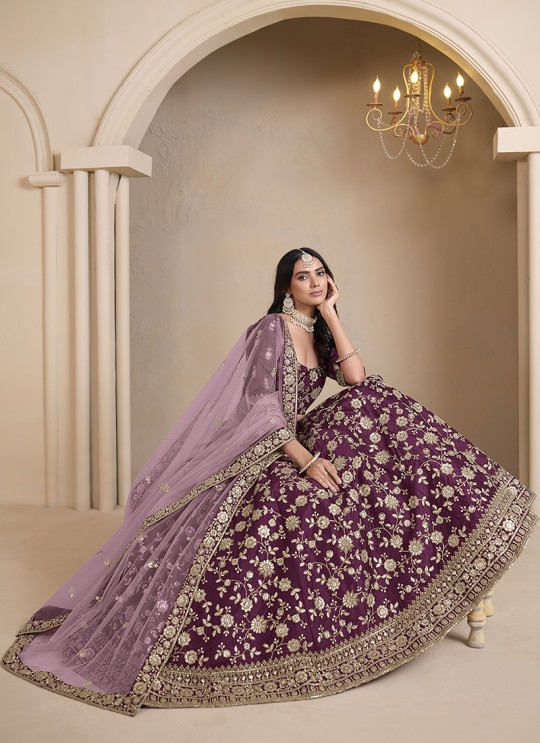 Wine Art Silk Semi-Stitched Lehenga Mehvish Vol-09 902 Wine Art Silk Semi-Stitched Lehenga Mehvish Vol-09 902