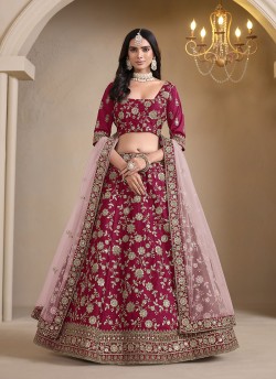Red Art Silk Semi-Stitched Lehenga Mehvish Vol-09 904