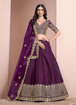 Purple Art Silk Semi-Stitched Lehenga Mehvish Vol-10 1002