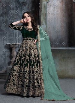Green Anarkali With Heavy Embroidery And Border Twisha 1601-A