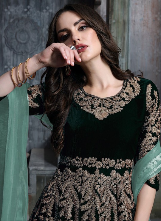 Green Anarkali With Heavy Embroidery And Border Twisha 1601-A Green Anarkali With Heavy Embroidery And Border Twisha 1601-A
