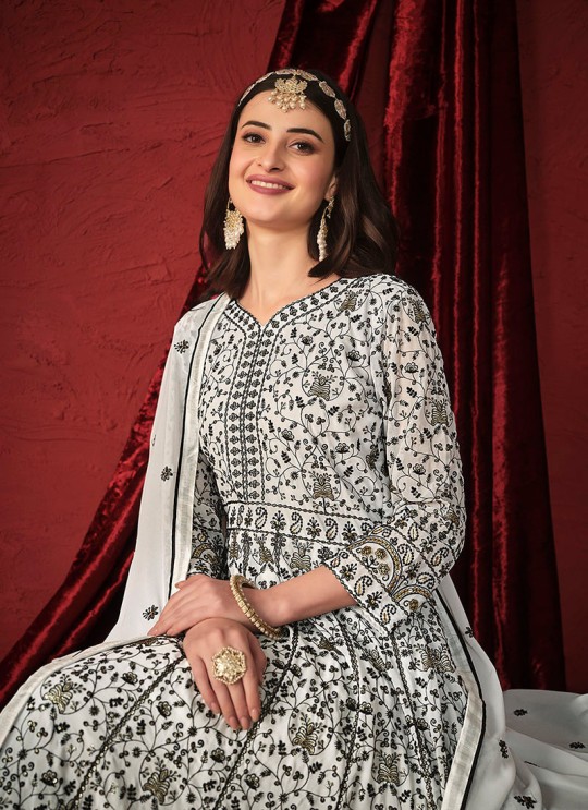 White Faux Georgette Embroidery Semi-Stitched Anarkali Suit Twisha 2911 White Faux Georgette Embroidery Semi-Stitched Anarkali Suit Twisha 2911