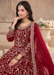 Maroon Velvet Embroidery Semi-Stitched Anarkali Suit Twisha 3112 Maroon Velvet Embroidery Semi-Stitched Anarkali Suit Twisha 3112