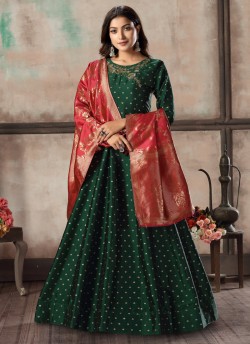 Twisha Vol 19 By Dani Fashion 1903 Green Tafeta Silk Bridesmaids Gown Style Anarkali