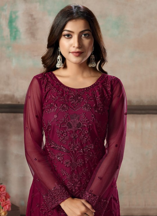 Rani Pink Net Semi-Stitched Straight-Suits Vaani Vol-1 15
