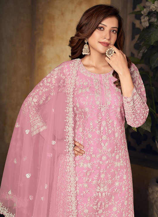 Pink Net Semi-Stitched Plazzo-Suits Vaani Vol-24 241 Pink Net Semi-Stitched Plazzo-Suits Vaani Vol-24 241