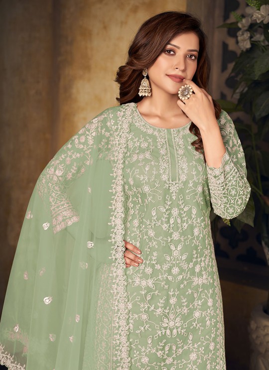 Light Green Net Semi-Stitched Plazzo-Suits Vaani Vol-24 243 Light Green Net Semi-Stitched Plazzo-Suits Vaani Vol-24 243