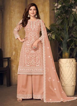 Peach Net Semi-Stitched Plazzo-Suits Vaani Vol-24 244