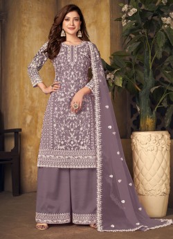 Lavender Net Semi-Stitched Plazzo-Suits Vaani Vol-24 246