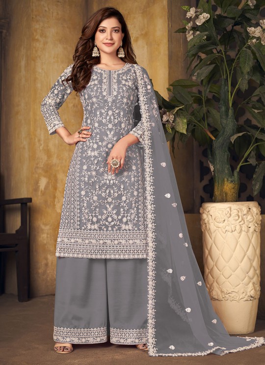 Grey Net Semi-Stitched Plazzo-Suits Vaani Vol-24 247 Grey Net Semi-Stitched Plazzo-Suits Vaani Vol-24 247