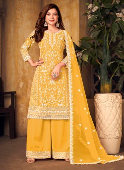 Yellow Net Semi-Stitched Plazzo-Suits Vaani Vol-24 248