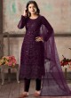 Purple Net Embroidered Party Wear Straight Cut Suit Vaani Vol 1 By Dani Creation 12