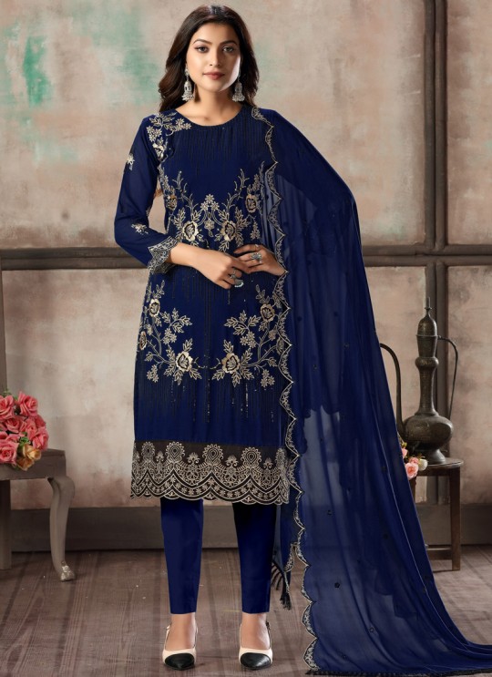 Blue Faux Georgette Embroidered Festival Wear Churidar Suit Vaani Vol 2 By Dani Creation S23