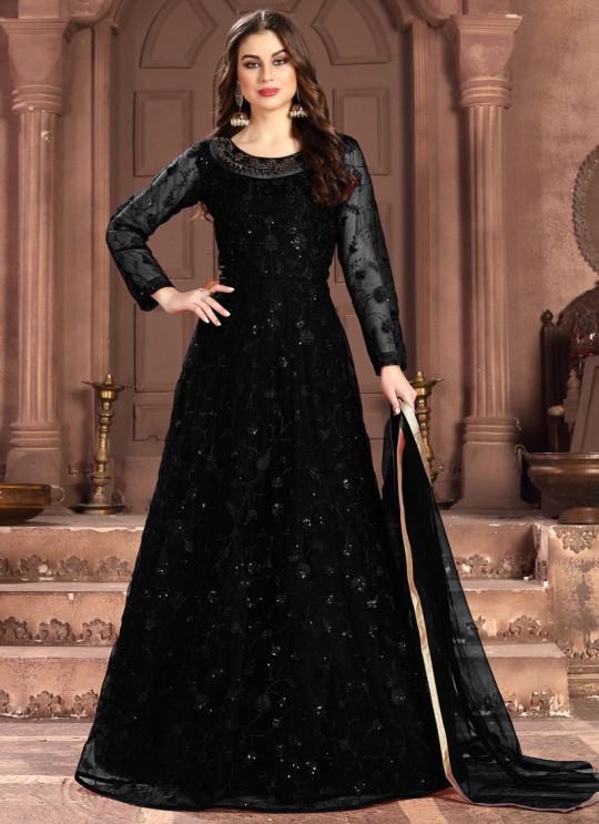 Aanaya Vol 100 By Dani Fashion 100007 Black Net Evening Wear Gown Style Anarkali