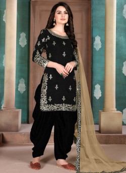 Aanaya Vol 107 By Dani Creation 702 Black Art Silk Party Wear Patiala Salwar Suit