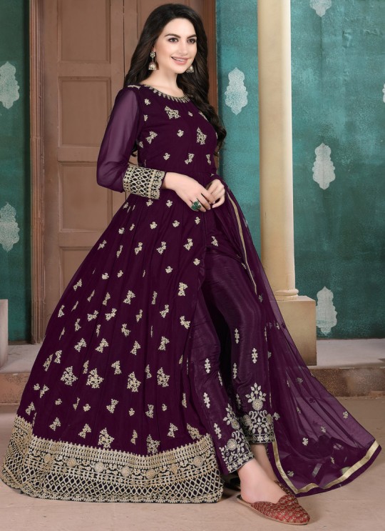 Aanaya Vol 110 By Dani Fashion 1002 Purple Faux Georgette Wedding Wear Abaya Style Suit
