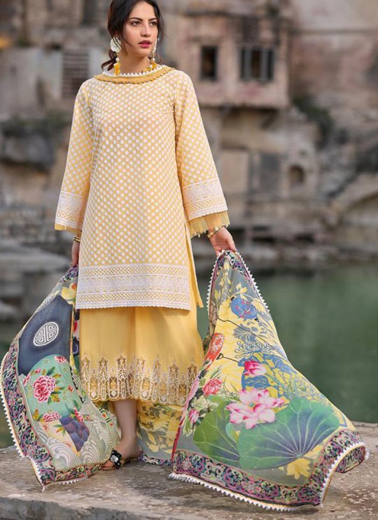 Yellow Pure Cotton Chikankari Summer Wear Pakistani Suits Eidi 800602 By Deepsy SC/015349