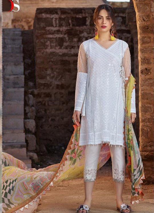 White Pure Cotton Chikankari Summer Wear Pakistani Suits Eidi 800607 By Deepsy SC/015349