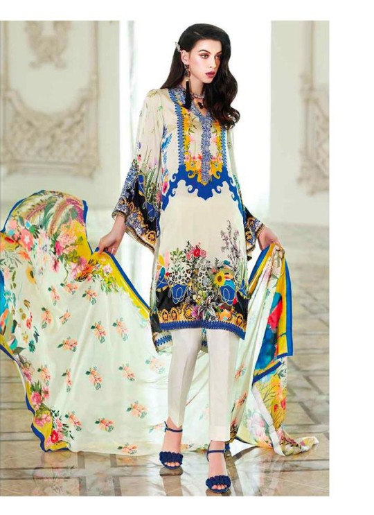 Elan 10 By Deepsy Off White Satin Silk Eid Wear Pakistani Suit 424
