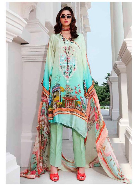 Elan 10 By Deepsy Multicolor Satin Silk Eid Wear Pakistani Suit 425